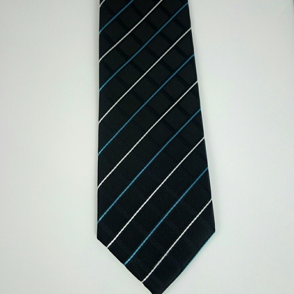 Alfani Skinny Black White Blue Striped Tie